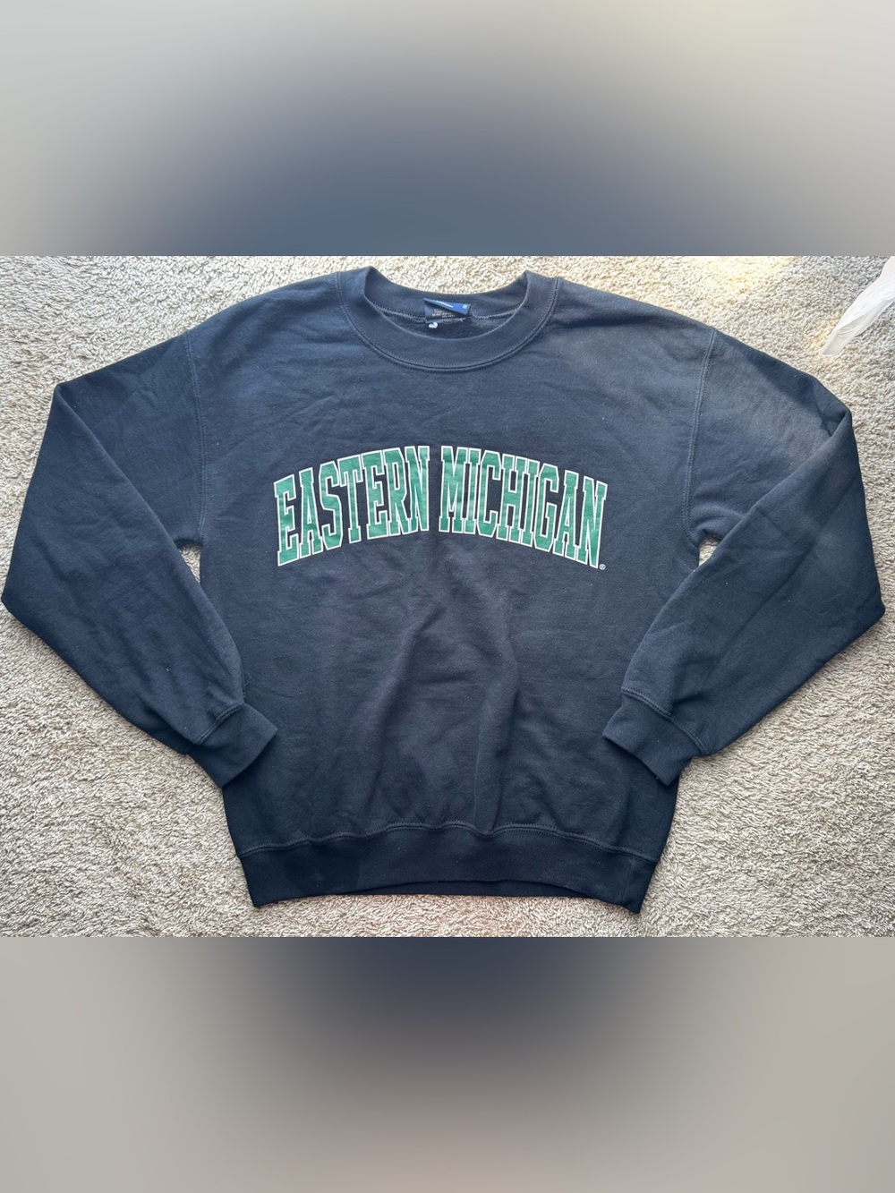 MV Sport Eastern Michigan University EMU Crewneck Sweatshirt Black Size Small
